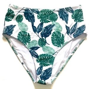 Cupshe high cut covered tummy palm bikini bottoms size small